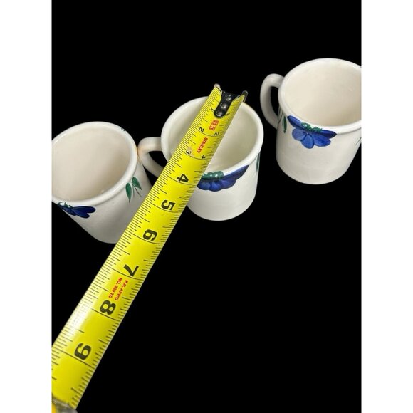 Maxam Mugs Italy 3 X  Hand Painted Daisy Floral Coffee Cup Blue Yellow Vintage - Picture 6 of 7